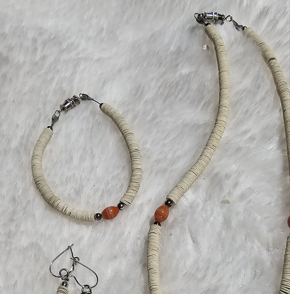 Puka Shell Jewelry Lot Necklace+Earring+Bracelet